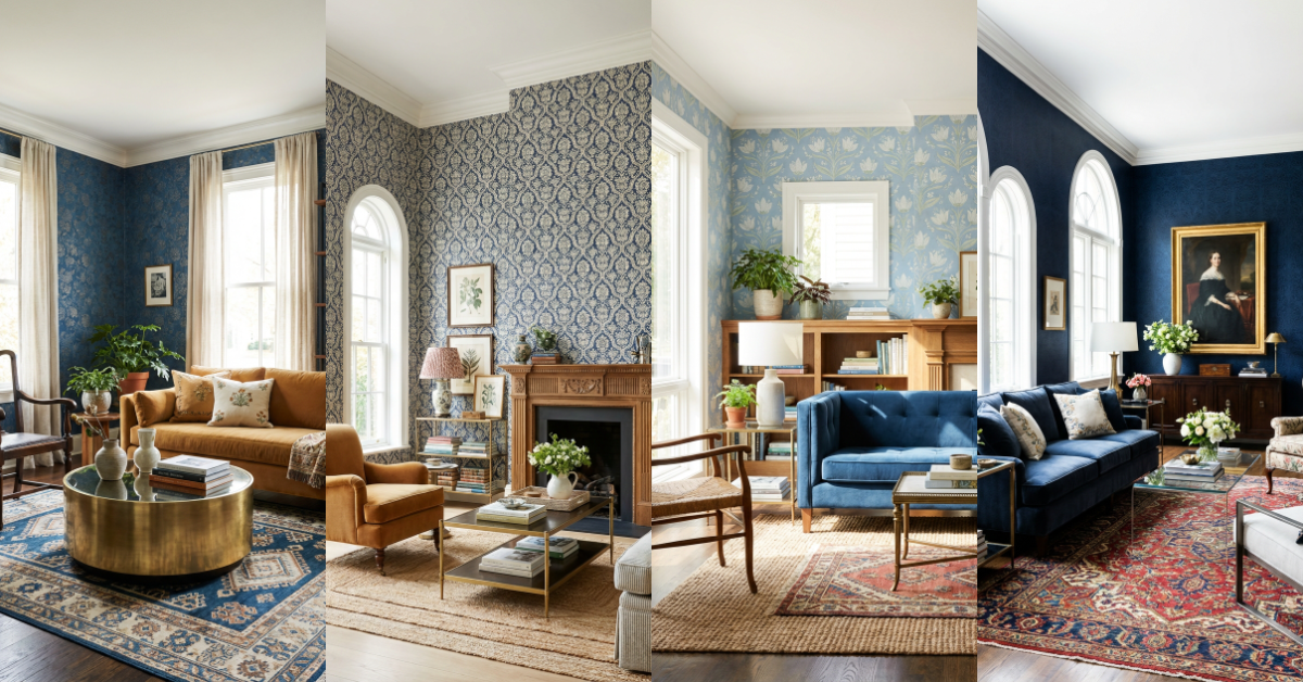 Blue Wallpaper Ideas For Your Living Room Inspired By Historic Homes